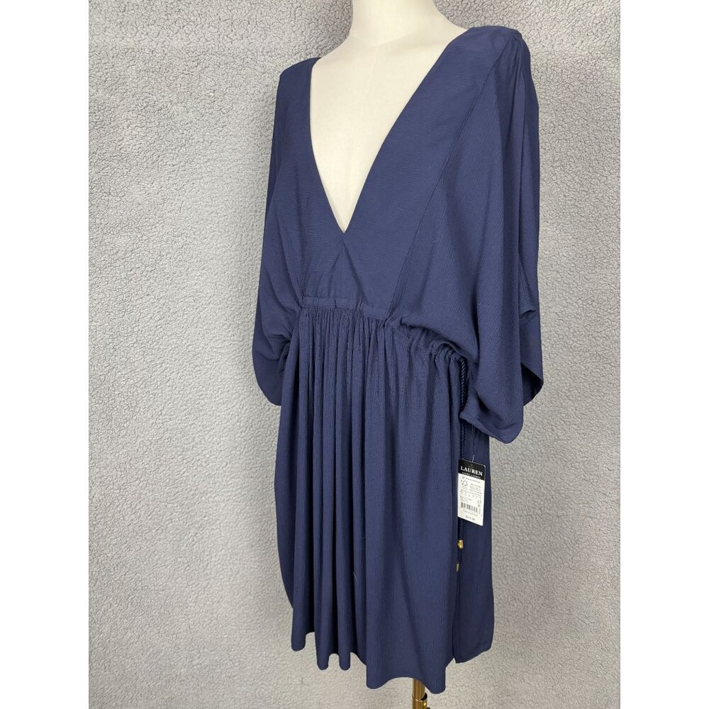Lauren Ralph Lauren Women's V-Neck Tunic Swim Cover Up Blue Size 1X NWD - Picture 4 of 8